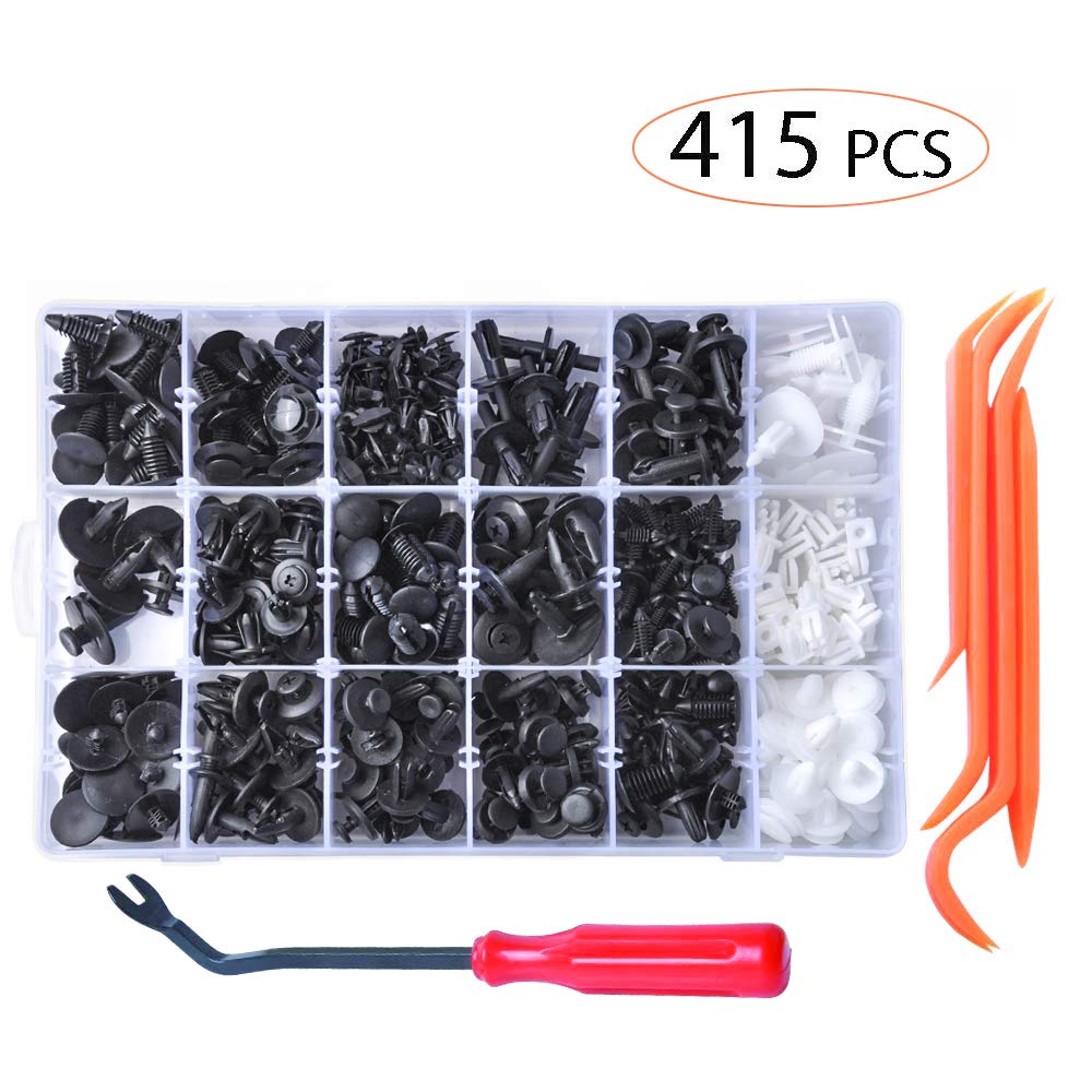 MIKKUPPA 415 Pcs Car Retainer Clips & Plastic Fasteners Kit - 18 Most Popular Sizes, Car Retainers Door Bumper Trim Clip Rivets for GM Ford Toyota Honda Chrysler