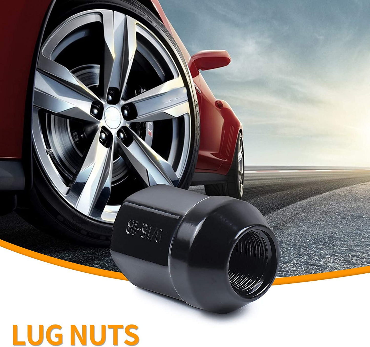 MIKKUPPA 20pcs 9/16-18 One-Piece Black OEM Factory Style Large Acorn Seat Lug Nuts Replacement for 2006-2010 Dodge Dakota, 2004-2009 Dodge Durango, 2002-2010 Dodge Ram 1500 Factory Wheels