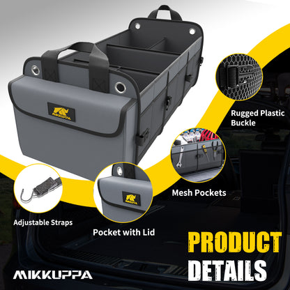 MIKKUPPA Car Trunk Organizer with Insulated Leakproof Cooler Bag, 5 Compartments Trunk Organizer for Car Portable Suv Trunk Organizers and Storage with 2 Adjustable Straps for Auto, Trunk, Miniva