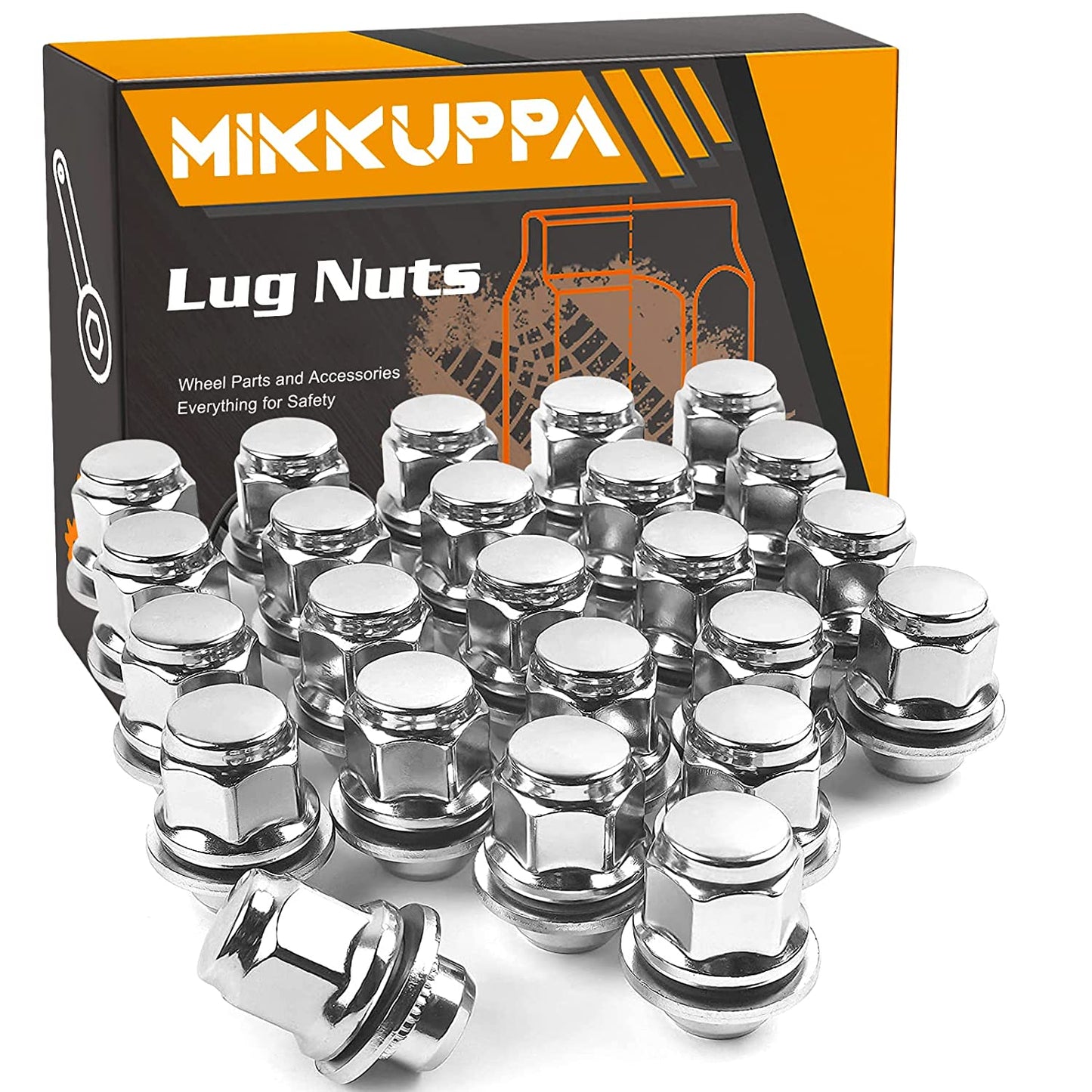 MIKKUPPA 24pcs m12x1.25 Lug Nuts - 1.47 Inch 13/16 Hex OEM Mag Washer Style Factory Replacement Chrome Lug Nuts Replacement for Nissan Infiniti Factory Wheels