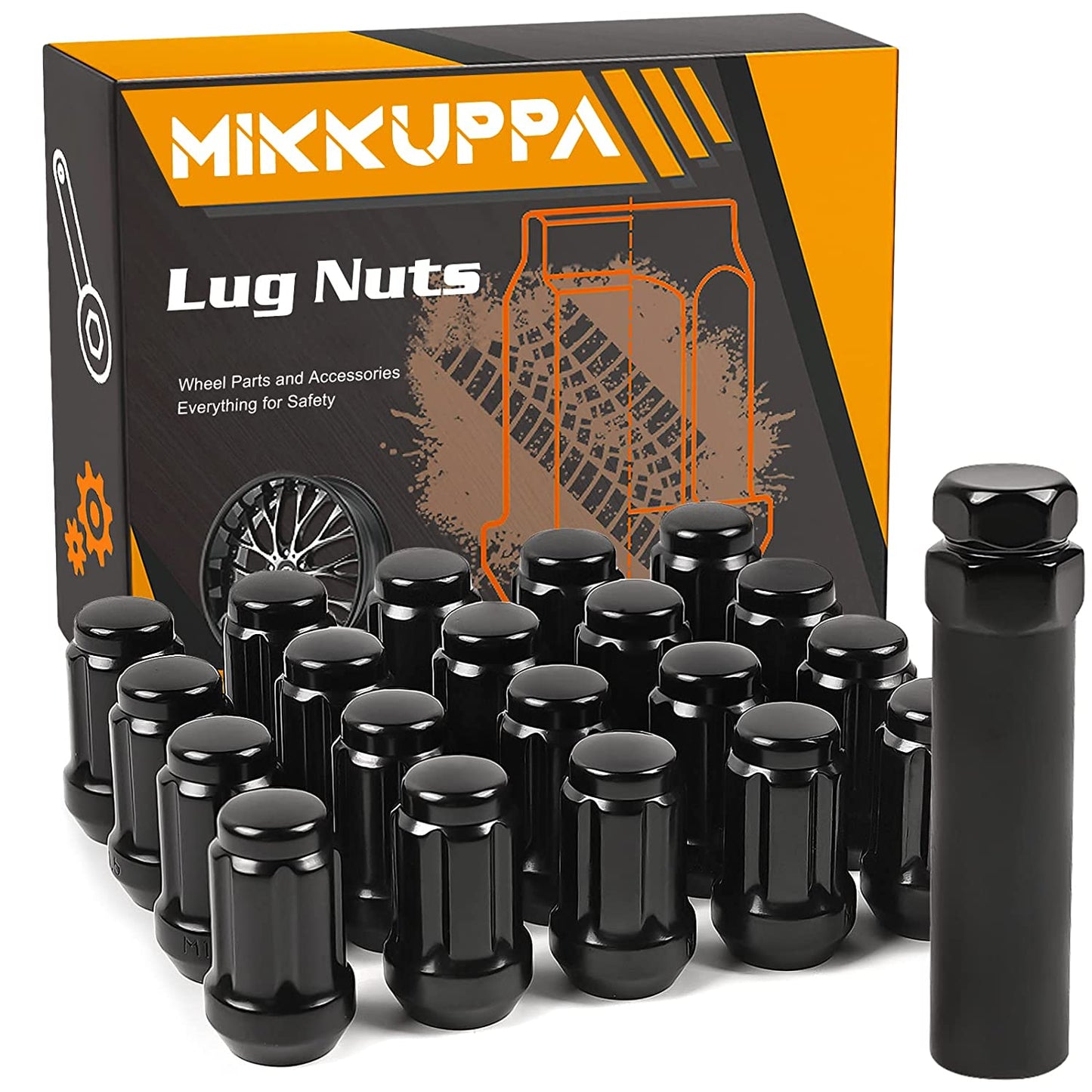 MIKKUPPA 1/2-20 Wheel Spike Lug Nuts, 20pcs Chrome Spike Lug Nuts 1/2x20  Solid 4.4 Tall Acorn Lug Nut with 1 Socket Key Replacement for Jeep  Wrangler