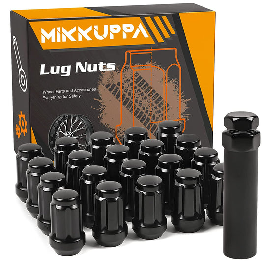 MIKKUPPA 20pcs 1/2-20 Lug Nuts Replacement for 1987-2018 Jeep Wrangler, 2002-2012 Jeep Liberty, 1993-2010 Jeep Grand Cherokee Aftermarket Wheel - Black Closed End Lug Nuts