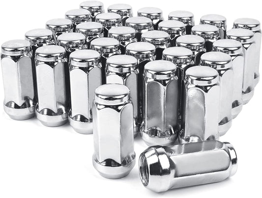 MIKKUPPA M14x1.5 Lug Nuts with Cone Seat 19mm (3/4") Hex Wheel Lug Nuts Compatible with Chevrolet Silverado Suburban 1500 Ford Expedition F-150 Ram 1500 & More (32, Chrome)