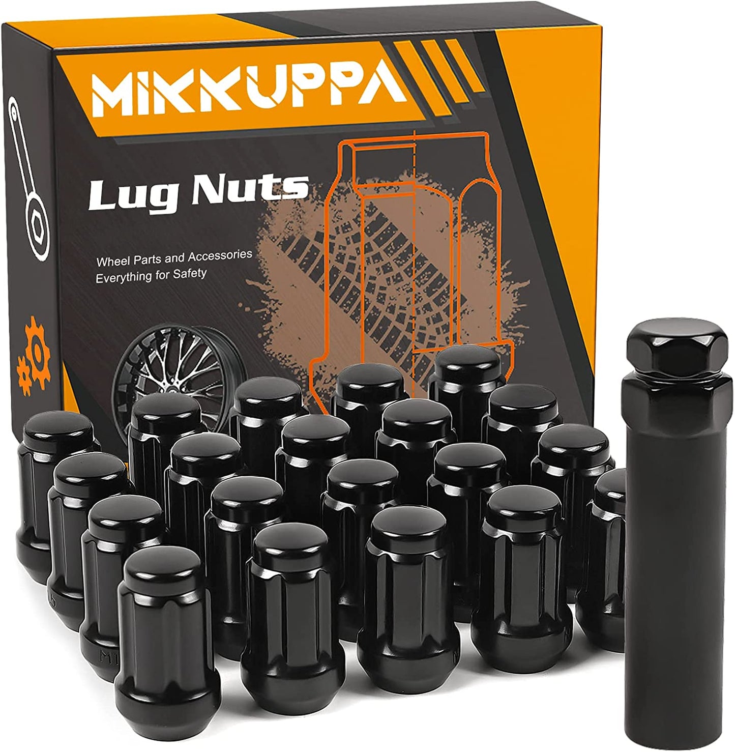 MIKKUPPA M12x1.5 Lug Nuts - Replacement for 1994-2013 Chevy Impala, 1998-2019 Honda Accord/CRV/Civic, 2003-2008 Honda Pilot Aftermarket Wheel - 20pcs Closed End Spline Lug Nuts