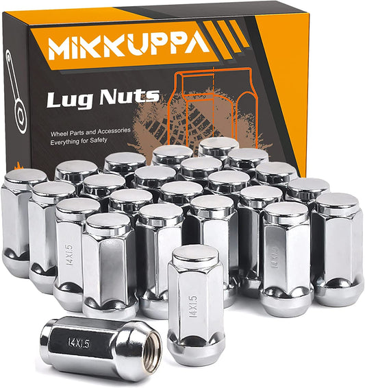 MIKKUPPA M14x1.5 Lug Nuts, Replacement for Silverado, Ford, GMC Aftermarket Wheel - 24pcs Chrome Closed End Bulge Acorn Lug Nuts