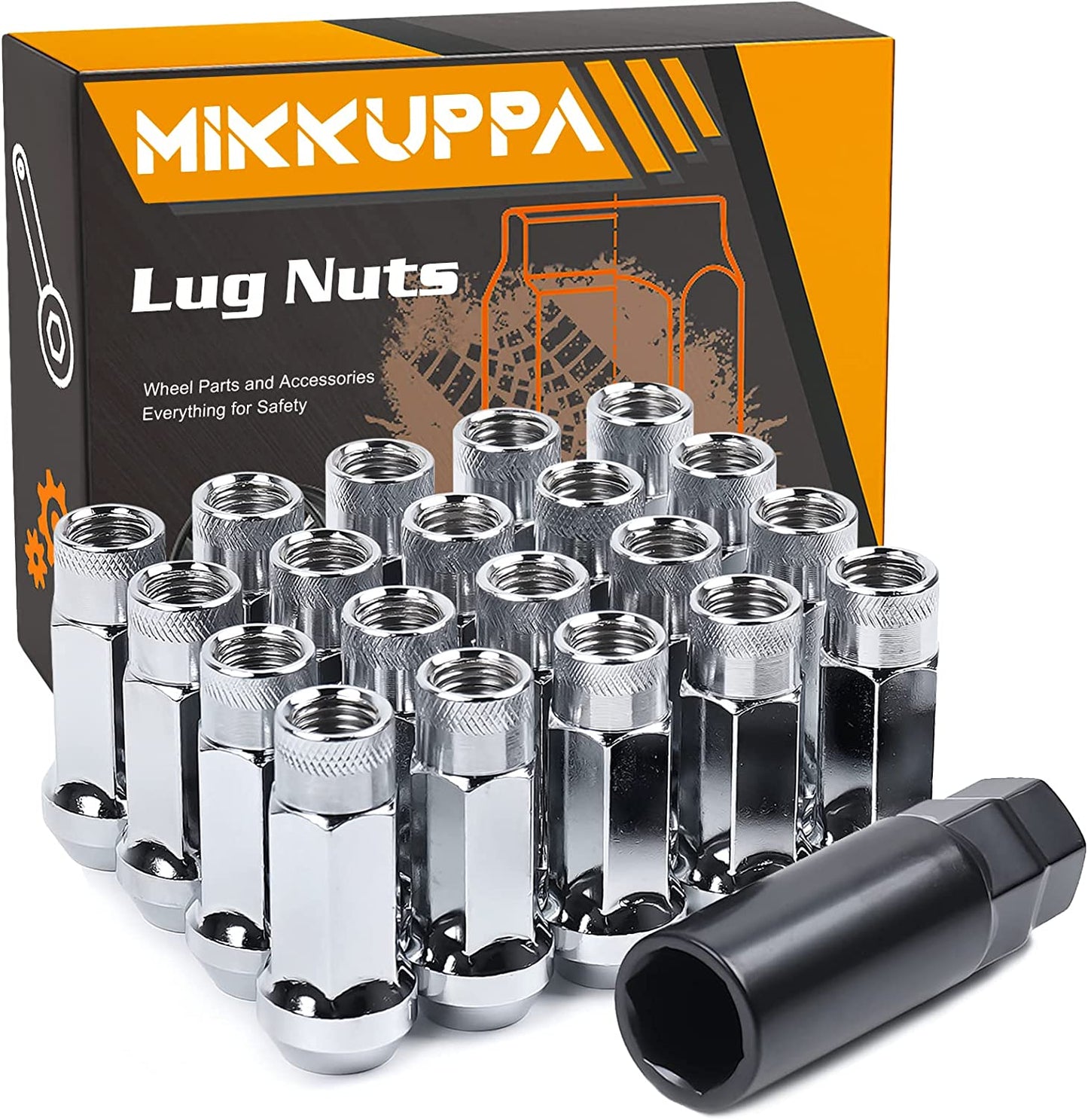 MIKKUPPA 20pcs M12x1.5 Open Lug Nuts - Replacement for 1986-2001 Integra, 1994-2013 Impala, 1998-2019 Accord CRV Civic, 2003-2008 Pilot Aftermarket Wheel - Open End Lug Nuts