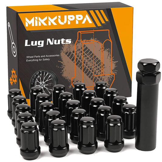 MIKKUPPA 24pcs M12x1.25 Lug Nuts - Replacement for 2005-2015 Armada, 2004-2019 Titan, 1995-2004 Pickup Aftermarket Wheel Black Closed End Spline Lug Nuts