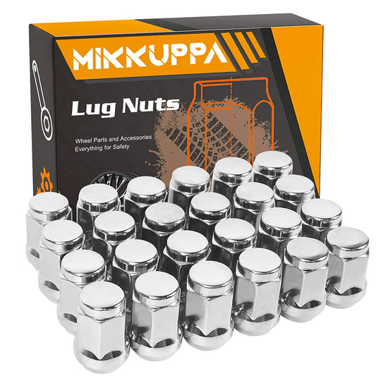 MIKKUPPA 24PCS M12x1.5 Lug Nuts - 3/4" Hex, 1.38" Tall, 0.9" Wide - Replacement for 1995-2013 Toyota Tacoma, 1984-2013 Toyota 4Runner Aftermarket Wheel - Chrome Acorn Closed End Solid Lug Nuts