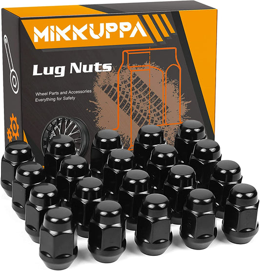 MIKKUPPA 20PCS M12x1.5 Lug Nuts - 1.38" Long, 13/16" Hex, Cone Seat, One Piece, Black Lug Nut - Replacement for 2006-2019 Ford Fusion, 2012-2018 Ford Focus, 2001-2019 Ford Escape Aftermarket Wheel