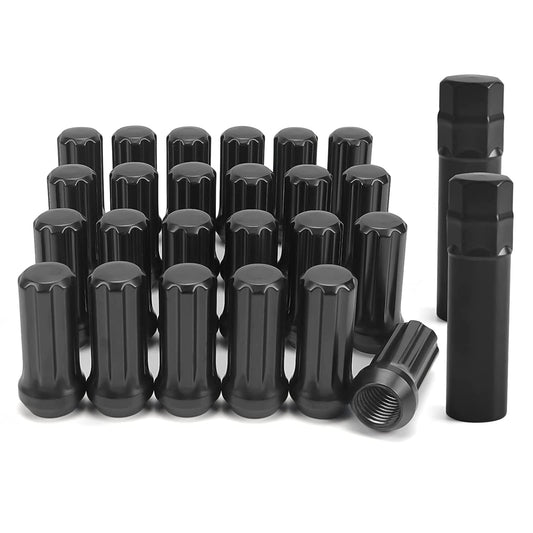 MIKKUPPA M14x1.5 Lug Nuts Black - Spline Large Acorn Seat Lug Nuts Replacement for 1999-2019 Chevrolet Silverado 1500, 2000-2014 Suburban 1500, 2007-2013 Avalanche Aftermarket Wheels