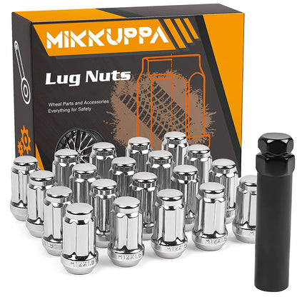 MIKKUPPA 20pcs 1/2-20 Lug Nuts Spline - Replacement for 1987-2018 Jeep Wrangler, 2002-2012 Jeep Liberty, 1993-2010 Jeep Grand Cherokee Aftermarket Wheel - Chrome Closed End Lug Nuts
