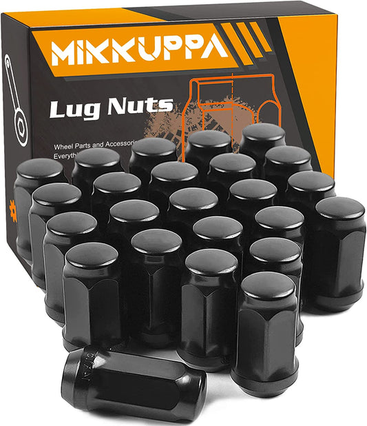 MIKKUPPA M14x1.5 Lug Nuts - Compatible with 2007-2013 Avalanche, 2015-2019 Colorado, 2003-2014 Express 1500, 1999-2019 Silverado 1500 Aftermarket Wheel - 24pcs Black Closed End Bulge Acorn Lug Nuts