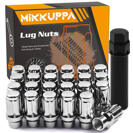 MIKKUPPA 24pcs M12X1.5 Extended Lug Nuts - Chrome Extended Thread Lug Nut (ET) - 3/4"(19mm) Hex, 1.57" (40mm) Tall, 0.79" (20mm) Wide, Replacement for Toyota Tacoma 1995-2015