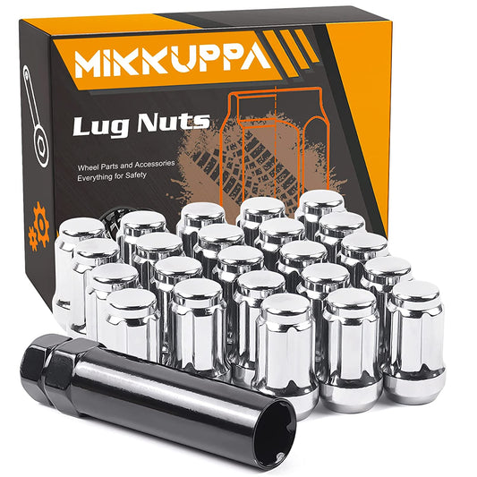 MIKKUPPA 23pcs 1/2-20 Lug Nuts Spline - Replacement for 1987-2018 Jeep Wrangler, 2002-2012 Jeep Liberty, 1993-2010 Jeep Grand Cherokee Aftermarket Wheel - Chrome Closed End Lug Nuts