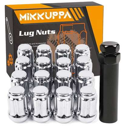 MIKKUPPA 16pcs Chrome Spline Lug Nuts - M12x1.5 Lug Nuts - 1.4 inch Length - Compatible with Polaris Ranger XP 900/1000, General 1000, RZR S 900, XP 1000 - Includes Socket Key Tool