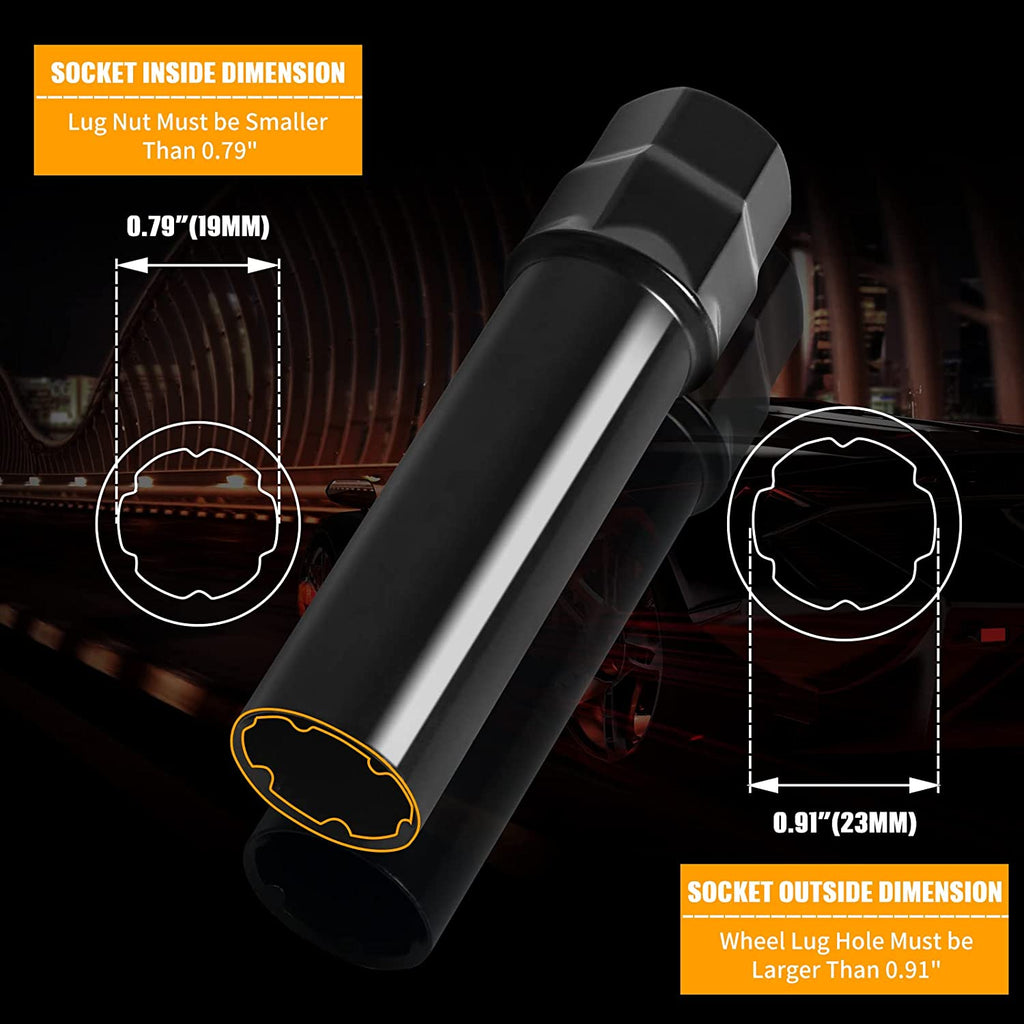 MIKKUPPA 6 Point Spline Lug Nuts Tuner Socket Key Tool - with 3/4 inch