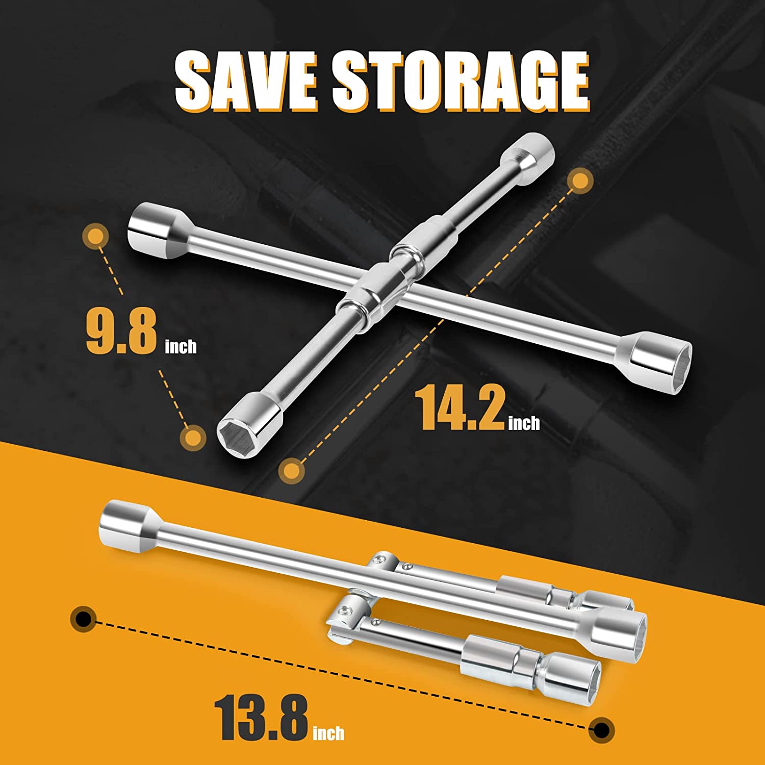 Folding 4 deals way lug wrench