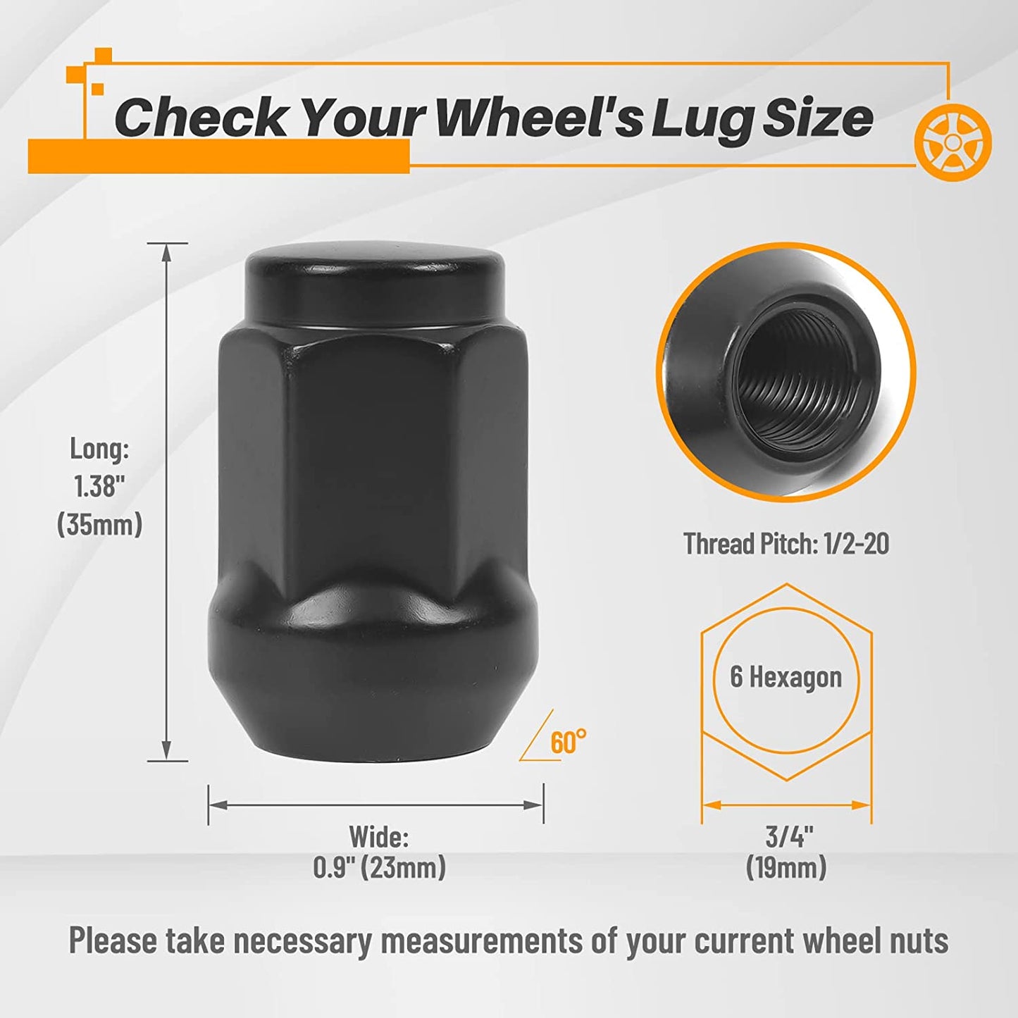 MIKKUPPA 1/2-20 Lug Nuts - Replacement for 1987-2018 Wrangler JK, 2002-2012 Liberty, 1993-2010 Grand Cherokee Aftermarket Wheel - 23pcs Black Closed End Solid Lug Nuts