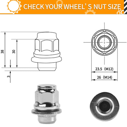 MIKKUPPA 24pcs m12x1.25 Lug Nuts - 1.47 Inch 13/16 Hex OEM Mag Washer Style Factory Replacement Chrome Lug Nuts Replacement for Nissan Infiniti Factory Wheels