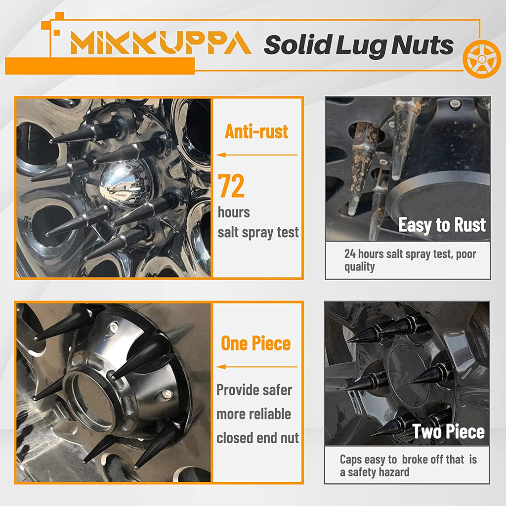 MIKKUPPA M14x1.5 Wheel Spike Lug Nuts, 32 PCS Chrome Spiked Lug Nuts