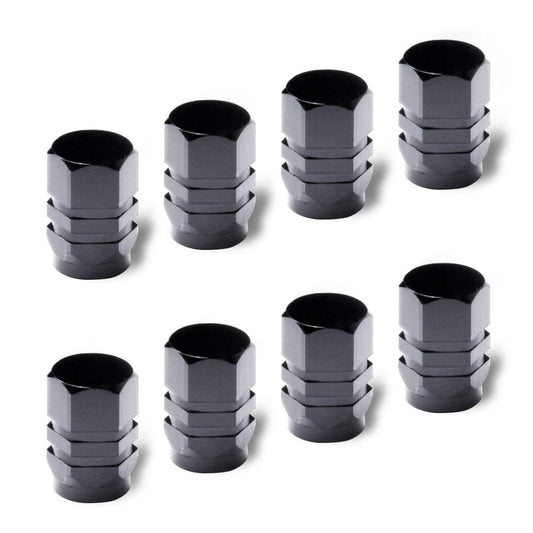 MIKKUPPA Valve Stem Caps - Aluminum Car Tire Stem Valve Caps - 8 Pcs (Black)