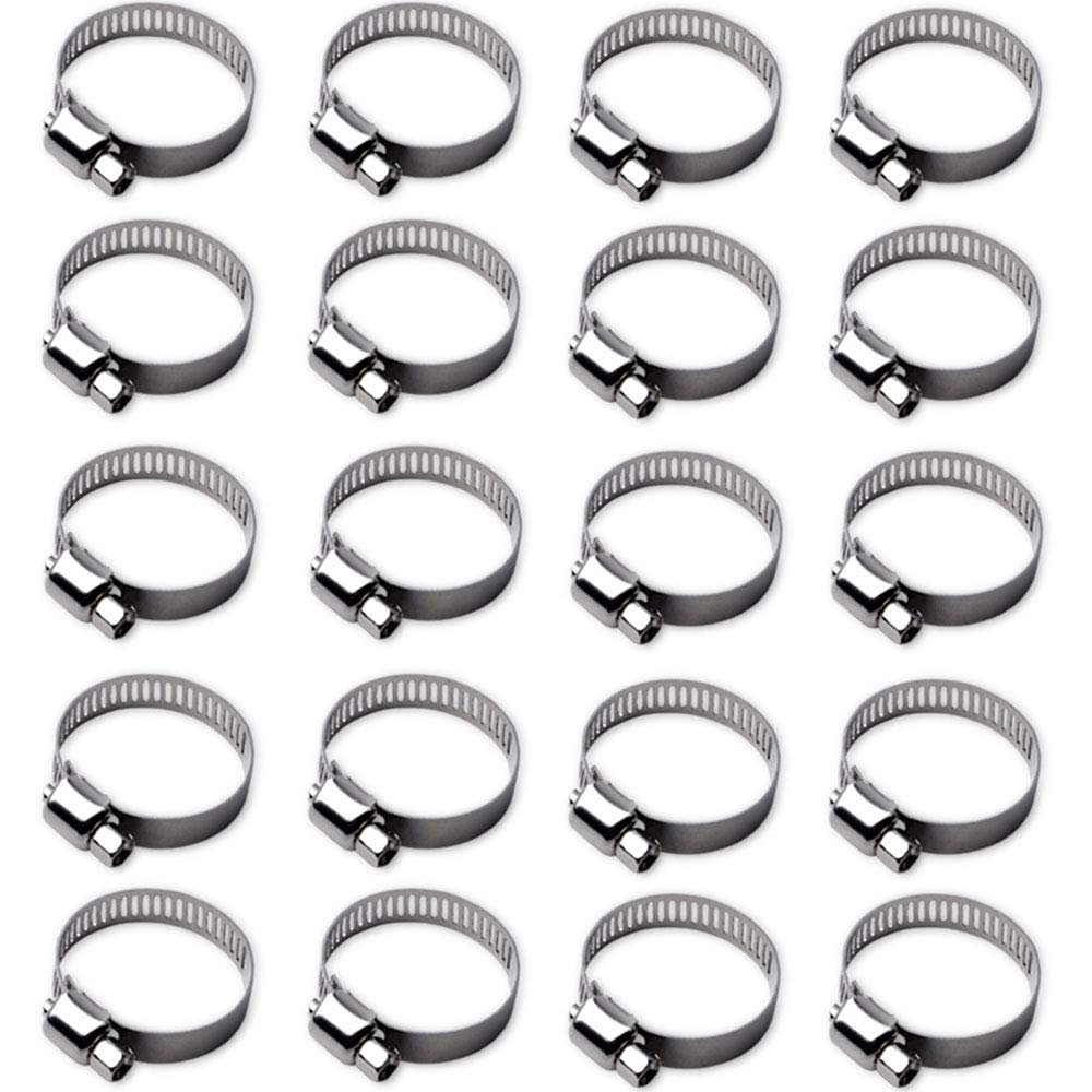 MIKKUPPA Worm Drive Hose Clamp, 22-32mm Size Range, 304 Stainless Steel Worm-Drive, Fuel Line Clamp for Plumbing, Automotive and Mechanical Application - Pack of 20